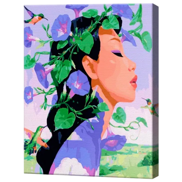 Картина по номерам Art Gallery В окружении цветов и колибри GX42745 50 x 40 см / Вертикальная photo 1