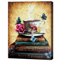 Картина по номерам Art Gallery Книги и чай GX30805 50 x 40 см / Вертикальная