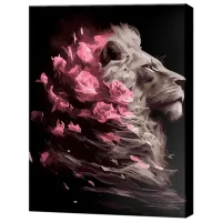 Pictură pe numere Art Gallery Leul și flori GX46774 50 x 40 cm / Verticală