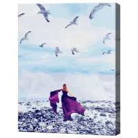 Картина по номерам Art Gallery Яркая девушка и чайки GX26309 50 x 40 см / Вертикальная
