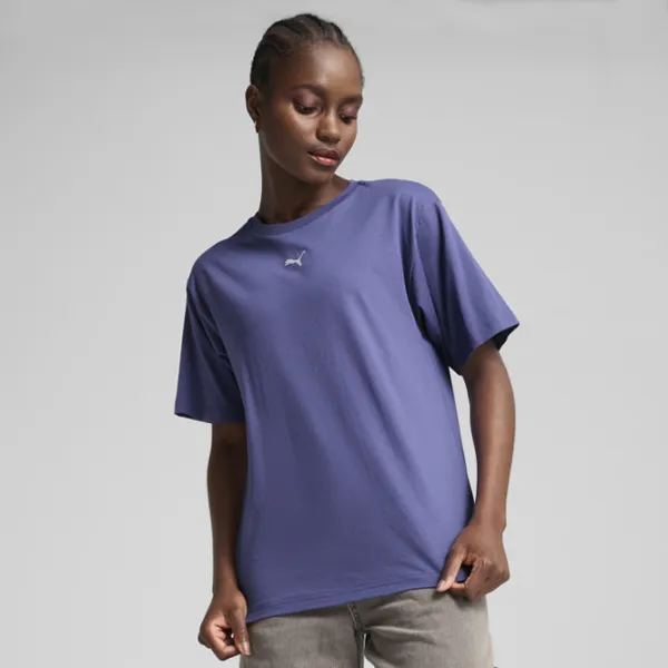 Tricou pentru femei Puma Ess Logo Relaxed Tee 100% bumbac / Blue photo 4