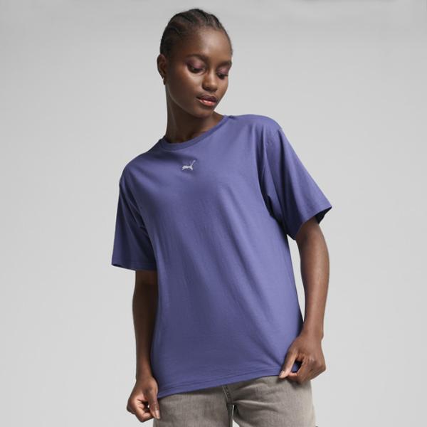 Tricou pentru femei Puma Ess Logo Relaxed Tee 100% bumbac / Blue photo 4