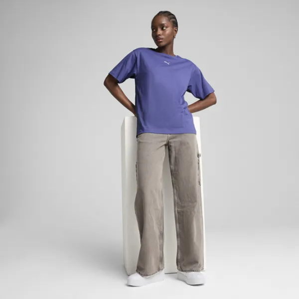 Футболка для женщин Puma Ess Logo Relaxed Tee 100% хлопок / Синий photo 3