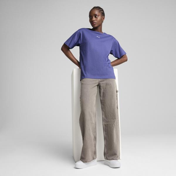 Футболка для женщин Puma Ess Logo Relaxed Tee 100% хлопок / Синий photo 3