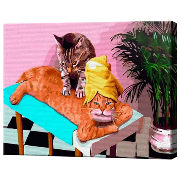 Pictură pe numere Art Gallery Masaj de la motan GX43820 50 x 40 cm / Orizontală photo 1