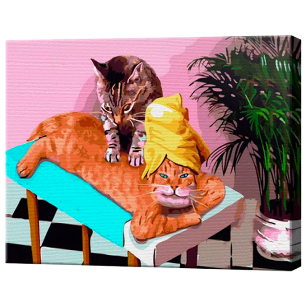Pictură pe numere Art Gallery Masaj de la motan GX43820 50 x 40 cm / Orizontală photo 1