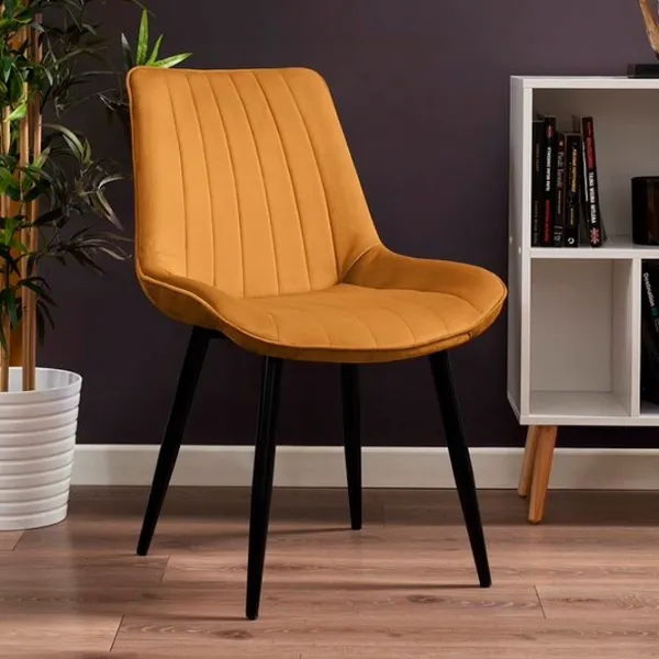 Кухонный стул Jumi Viva CM-987326  Бархат/ Горчичный Черный photo 6 Кухонный стул Jumi Viva CM-987326  Бархат/ Горчичный Черный photo 6