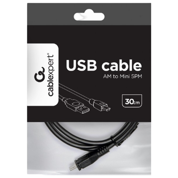 Кабель данных Gembird USB Type-A + mini USB 0.3 м / Черный photo 4 Кабель данных Gembird USB Type-A + mini USB 0.3 м / Черный photo 4