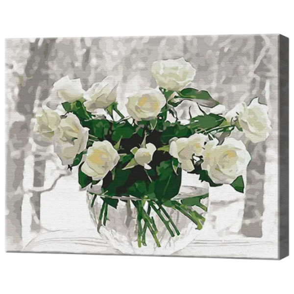 Картина по номерам Art Gallery Букет белых роз GX39990 50 x 40 см / Горизонтальная photo 1