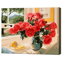 Картина по номерам Art Gallery Яркий букет у окна GX23853 50 x 40 см / Горизонтальная