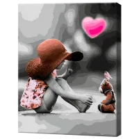 Картина по номерам Art Gallery Девочка и плюшевый мишка GX32935 50 x 40 см / Вертикальная