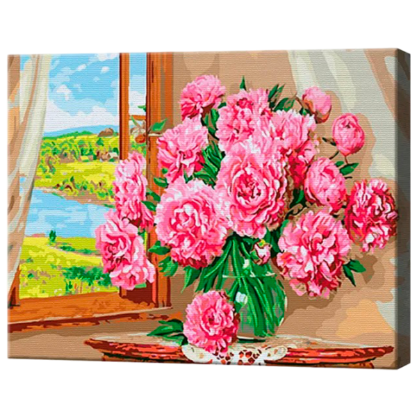 Картина по номерам Art Gallery Роскошные пионы у окн GX9904 50 x 40 см / Горизонтальная photo 1