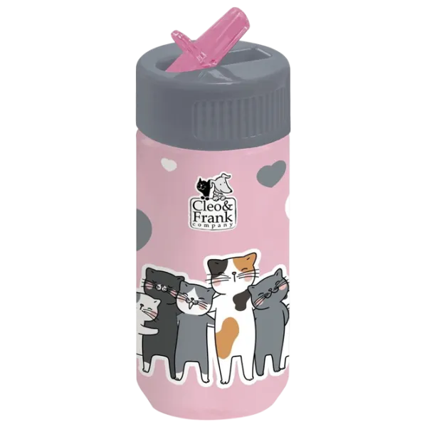 Sticluță cu pai Derform Cleo & Frank BACF39 0.4l 12 luni / Plastic / Pink photo 1