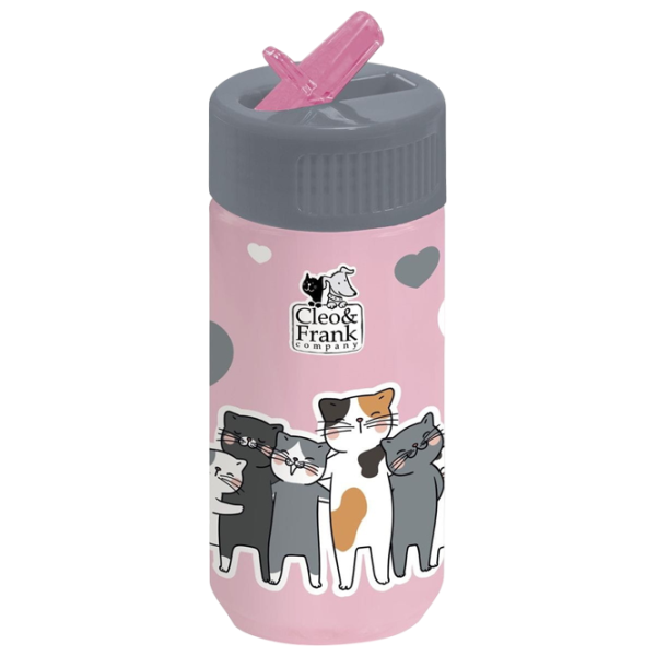 Sticluță cu pai Derform Cleo & Frank BACF39 0.4l 12 luni / Plastic / Pink photo 1