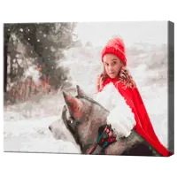 Картина по номерам Art Gallery Красная шапочка и хаски GX32686 50 x 40 см / Горизонтальная