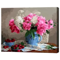 Pictură pe numere Art Gallery Buchet de bujori GX33762 50 x 40 cm / Orizontală