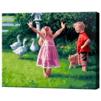 Pictură pe numere Art Gallery Copii la țară GX47586 50 x 40 cm / Orizontală