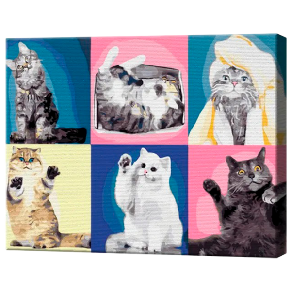 Pictură pe numere Art Gallery Colaj de pisici GX42770 50 x 40 cm / Orizontală photo 1 Pictură pe numere Art Gallery Colaj de pisici GX42770 50 x 40 cm / Orizontală photo 1