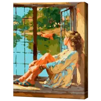 Pictură pe numere Art Gallery Necunoscuta pe pervaz GX46530 50 x 40 cm / Verticală