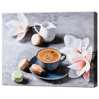 Pictură pe numere Art Gallery Cafea și flоri GX34316 50 x 40 cm / Orizontală