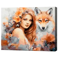 Pictură pe numere Art Gallery Două vulpi GX46467 50 x 40 cm / Orizontală
