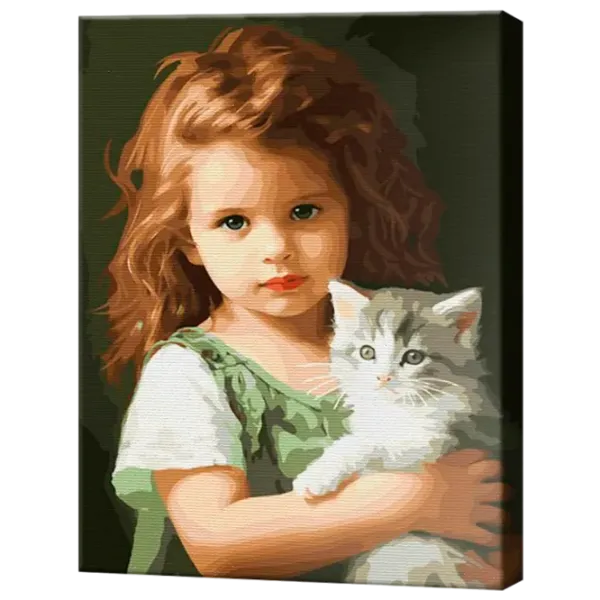 Pictură pe numere Art Gallery Fetița cu motănaș GX46419 50 x 40 cm / Verticală photo 1 Pictură pe numere Art Gallery Fetița cu motănaș GX46419 50 x 40 cm / Verticală photo 1