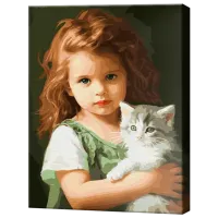 Pictură pe numere Art Gallery Fetița cu motănaș GX46419 50 x 40 cm / Verticală