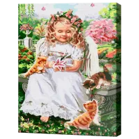 Pictură pe numere Art Gallery Înger cu motănași GX30942 50 x 40 cm / Verticală