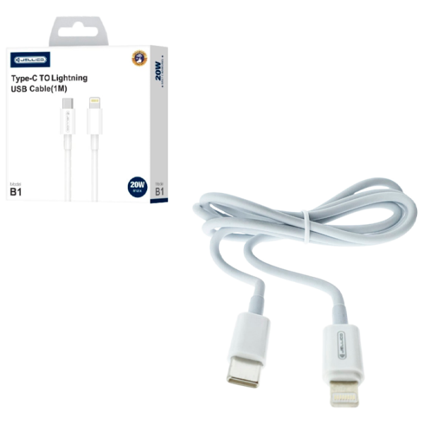 Кабель для телефона B1 Jellico USB Type-C + Lightning 1 м / Белый photo 1
