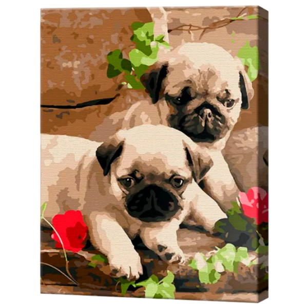 Картина по номерам Art Gallery Щенята мопсы EX6903 40 x 30 cm / Вертикальная photo 1