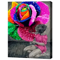 Pictură pe numere Art Gallery Trandafir multicolor și fata EX8198 40 x 30 cm / Verticală