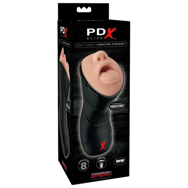 Мастурбатор PDX Elite Deep Throat Vibrating Stroker Бежевый photo 4