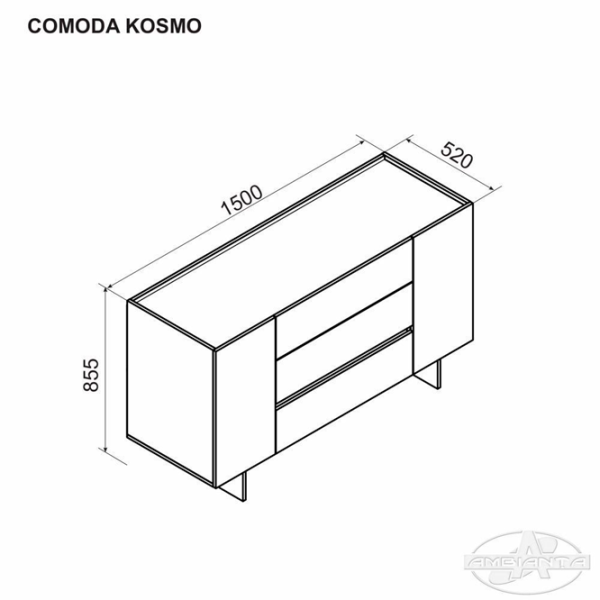 Комод Ambianta KOSMO 85.5 x 150 x 52см / МДФ / Catania - Fungo photo 2 Комод Ambianta KOSMO 85.5 x 150 x 52см / МДФ / Catania - Fungo photo 2