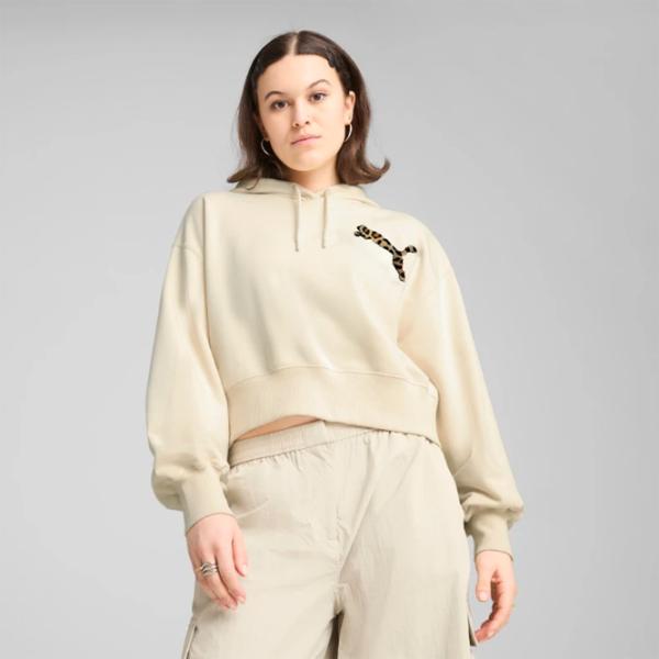 Hanorac pentru femei Puma Wardrobe Ess Leo Luxe Graphic All-season / Beige photo 3