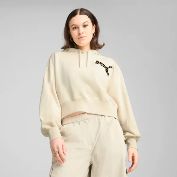 Hanorac pentru femei Puma Wardrobe Ess Leo Luxe Graphic All-season / Beige photo 2