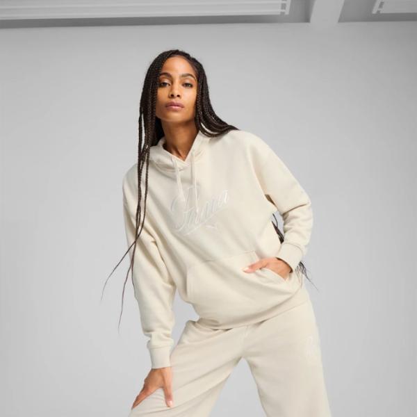 Hanorac pentru femei Puma Ess Script Hoodie Tr All-season / White photo 3