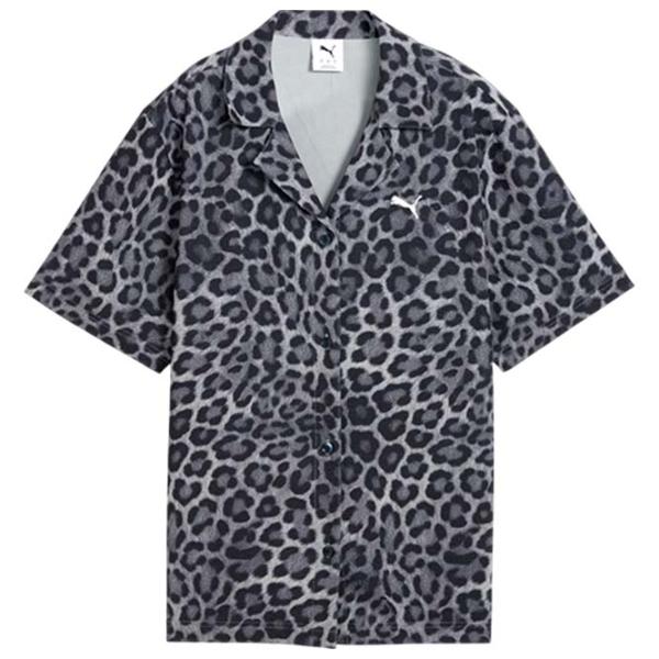 Cămașă pentru femei Puma Wardrobe Ess Leo Luxe Relaxed All-Over-Print S / Black photo 1