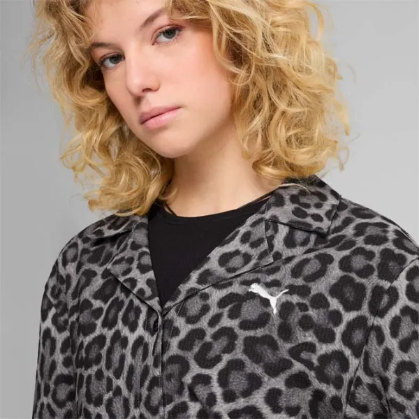Cămașă pentru femei Puma Wardrobe Ess Leo Luxe Relaxed All-Over-Print S / Black photo 5