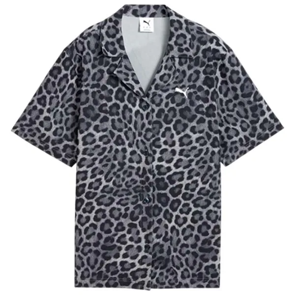 Cămașă pentru femei Puma Wardrobe Ess Leo Luxe Relaxed All-Over-Print XL / Black photo 1