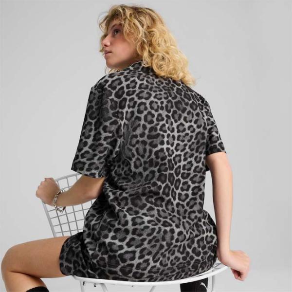 Cămașă pentru femei Puma Wardrobe Ess Leo Luxe Relaxed All-Over-Print L / Black photo 4