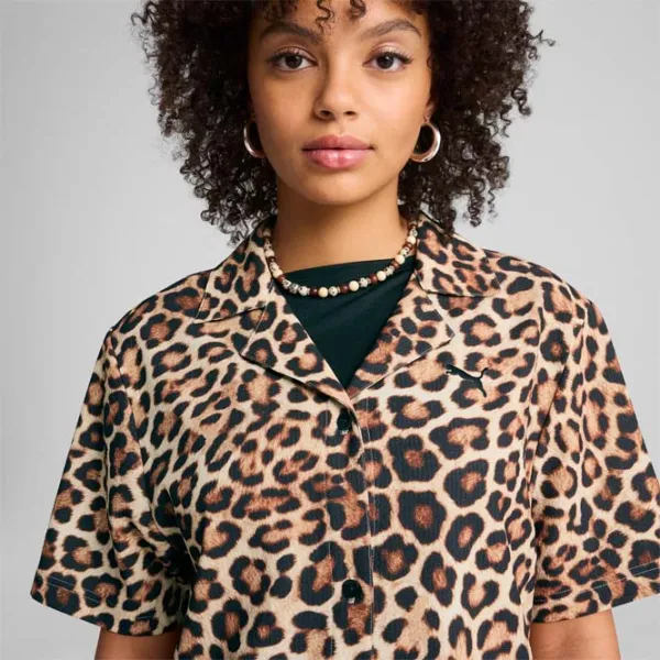 Cămașă pentru femei Puma Wardrobe Ess Leo Luxe Relaxed All-Over-Print XS / Alpine Snow photo 7