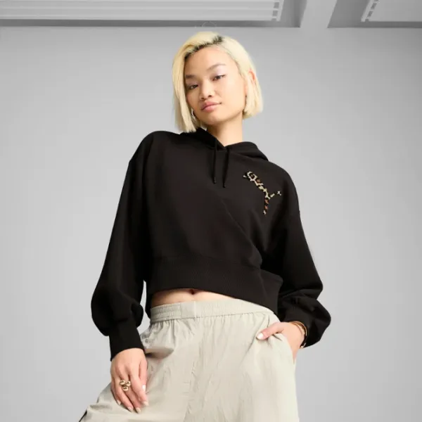 Толстовка для женщин Puma Ess Leo Luxe Graphic Всесезонные / Черный photo 3