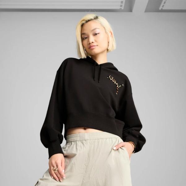 Толстовка для женщин Puma Ess Leo Luxe Graphic Всесезонные / Черный photo 3 Толстовка для женщин Puma Ess Leo Luxe Graphic Всесезонные / Черный photo 3