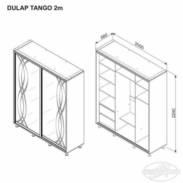 Dulap Ambianta Tango 200 x 58 x 224 / DSP / Cremona photo 2