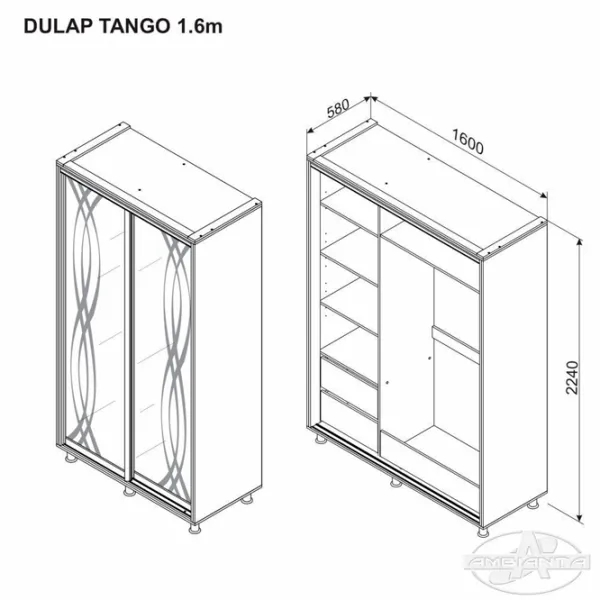 Dulap Ambianta Tango 160 x 58 x 224 / DSP / Stejar Sonoma photo 2