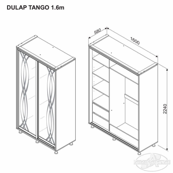Dulap Ambianta Tango 160 x 58 x 224 / DSP / Stejar Sonoma photo 2