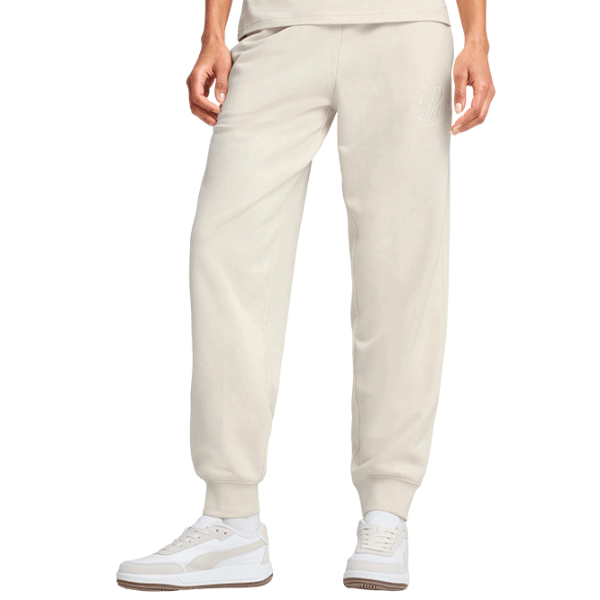 Спортивные брюки для женщин Puma Ess Script Terry XS / Бежевый photo 2 Спортивные брюки для женщин Puma Ess Script Terry XS / Бежевый photo 2