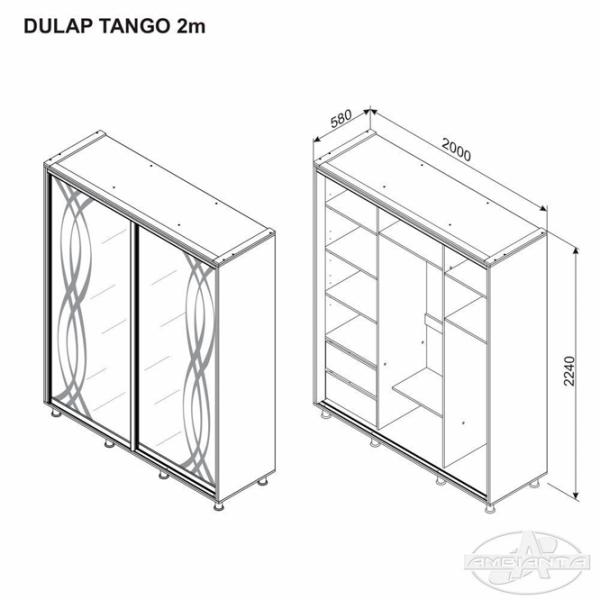 Dulap Ambianta Tango 200 x 58 x 224 / DSP / Grafit photo 2