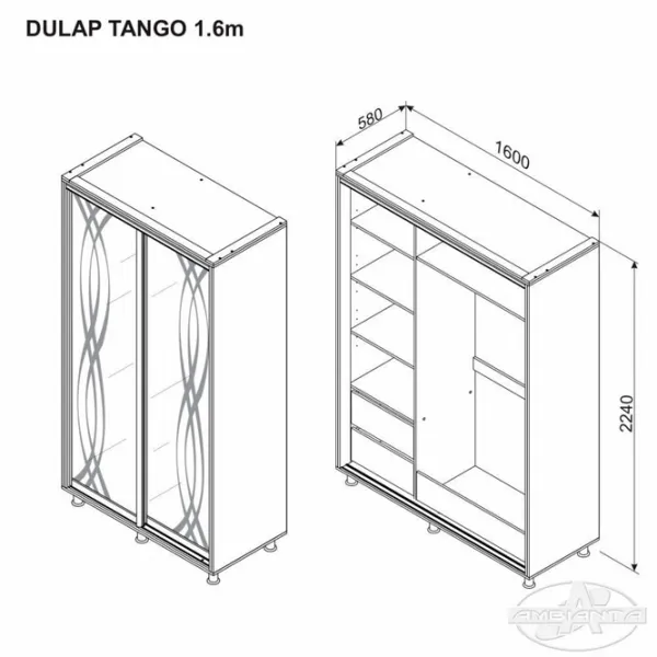 Dulap Ambianta Tango 160 x 58 x 224 / DSP / Grafit photo 3