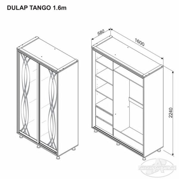 Dulap Ambianta Tango 160 x 58 x 224 / DSP / Grafit photo 3